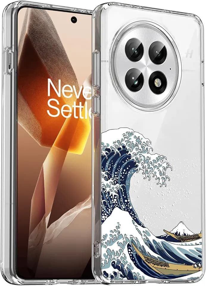 Unov Case Designed for OnePlus 13 5G, Crystal Clear Phone Case with [Anti-Slip Embossed Pattern], Shockproof Slim Protective [Anti-Yellowing TPU] Back Cover, Great Wave