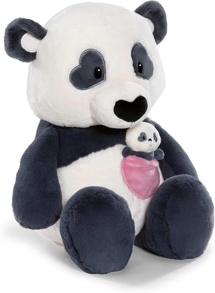 NICI Kuscheltier Love Panda 40cm mit Herztasche und Baby-Panda - schwarz - Weiches Plüschtier – niedliches Stofftier zum Kuscheln & Spielen – tolle Geschenkidee für Kinder & Erwachsene – 62612