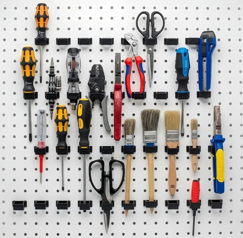 Calax 50 PCS Pegboard Screwdriver Holder PegBoard Tool Holders Pegboard Racks Accessories, MultiRing Organizer Peg Hooks for Organizing Various Hooks (50)