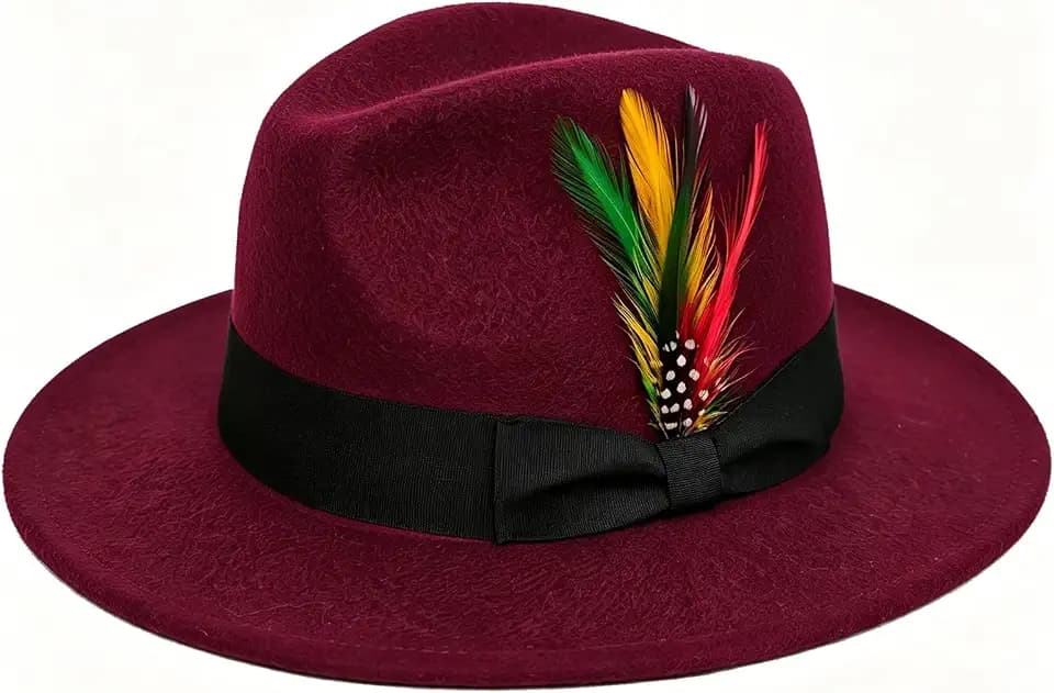 HEYANN Fedora Hut für Herren Damen Wollfilz Herrenhut mit Breiter Krempe Fedora Hut Derby Cap Jazz Gentleman Hut Trilby Caps Panama Hut Jazz Hüte