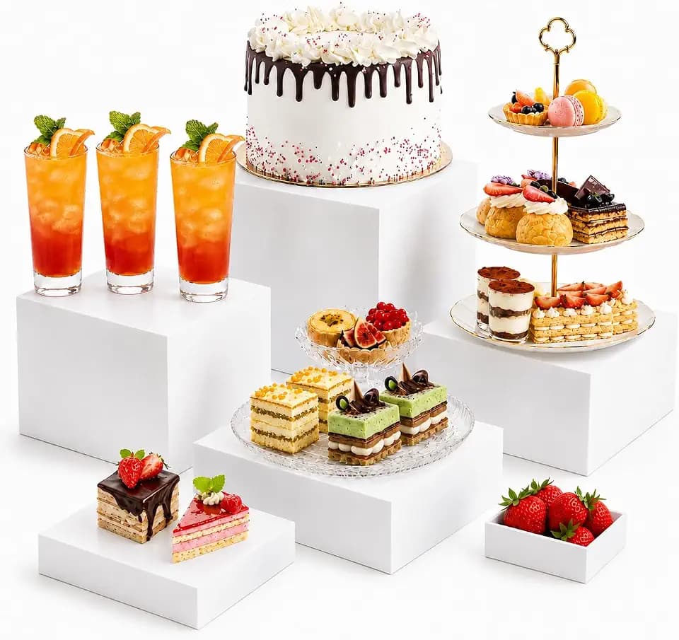 6 PCS 3-8 Inch Buffet Risers and Stands, Food Risers for Buffet Table