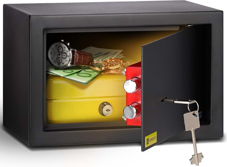 HomeSafe Safe kleiner Tresor für Zuhause, 20x31x20cm mit Schlüssel-Schloss