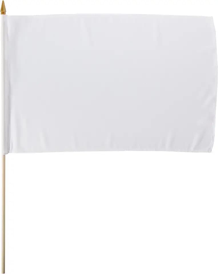 STIBwhite One Dozen White Stick Flag, 12 by 18" (Pack of 12)
