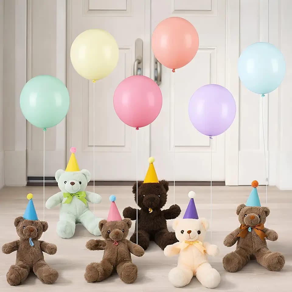 Civaner 12 Pcs Mini Party Hats and Pastel Balloon for Stuffed Animals