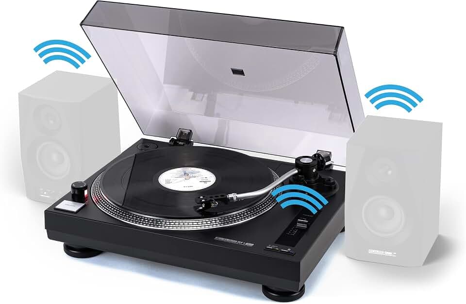 Reloop RT-1 BT Plattenspieler mit Riemenantrieb für DJ- und HiFi-Anwendungen, Bluetooth-Ausgang zur kabellosen Verbindung mit Bluetooth-Lautsprechern, Vormontiertes Ortofon Magnet-Tonabnehmer-System