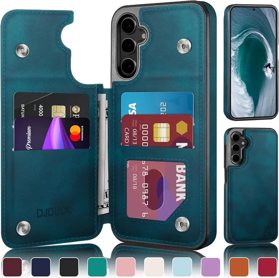 DJDUCK Designed for Samsung Galaxy S24 Plus Case Wallet with Card Holder, [Magnetic Clasp Cover] [RFID Blocking Leather Protection] Shockproof Women Men Cases for Samsung S24 Plus Teal