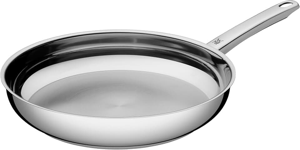 WMF Profi Bratpfanne 28 cm, Edelstahlpfanne unbeschichtet, Cromargan Edelstahl Pfanne Induktion, für alle Herdarten geeignet, backofenfest, spülmaschinengeeignet