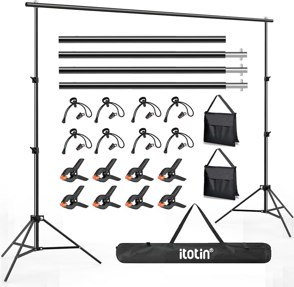 Backdrop Stand 10x7ft(WxH) Photo Studio Background Stand Support System Backdrop Support Kit, for Photography, Advertising Display, Parties Decoration