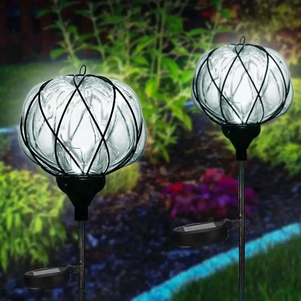 Garden Solar Lights Pathway,Solarlampen für außen Garten 2er Set | Wasserdichte Solar Leuchten Garten als Garten Deko Draußen,LED Laternen für Draußen,Gartenleuchten Solar