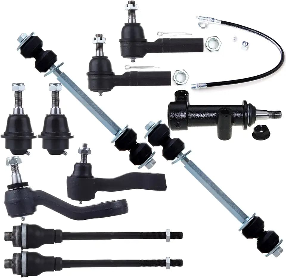 SCITOO 11PC Front Suspension Kit for Chevrolet for GMC for Hummer Lower Ball Joints Outer Inner Tie Rod Ends Idler Arm Front Sway Bar Links Idler Arm Pitman Arm With 3 Grooves Auto Parts