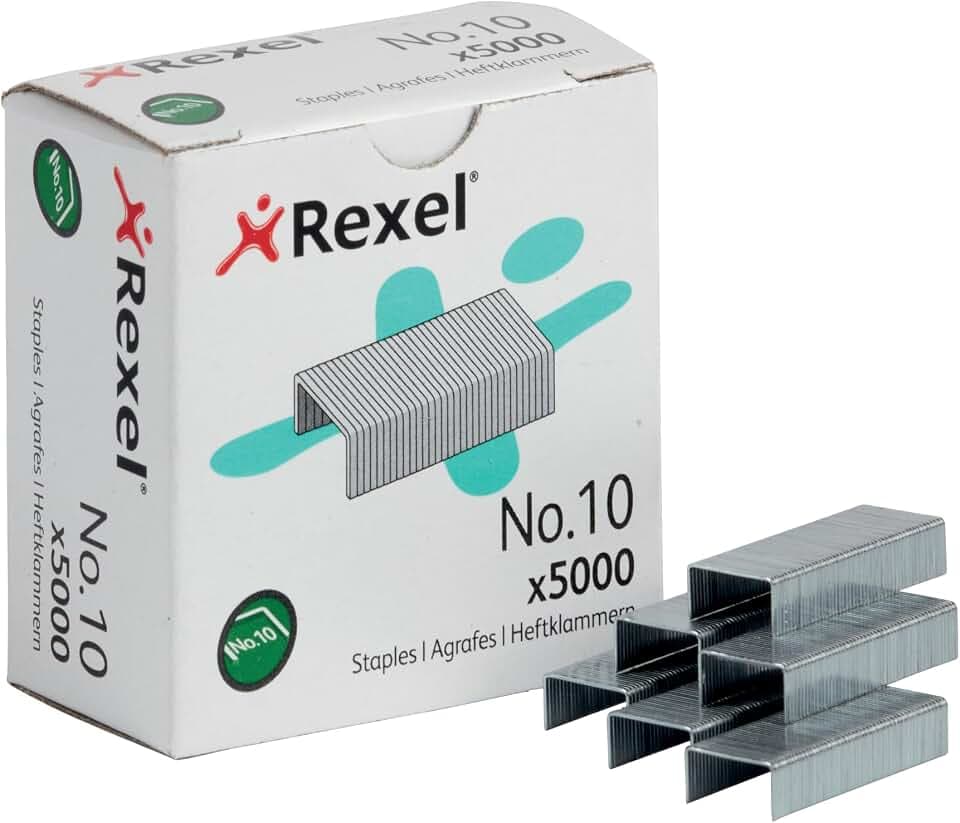 Rexel Heftklammern 10 aus Stahl, Präzises, störungsfreies Heften, 20 x 5000 Stück, 6005