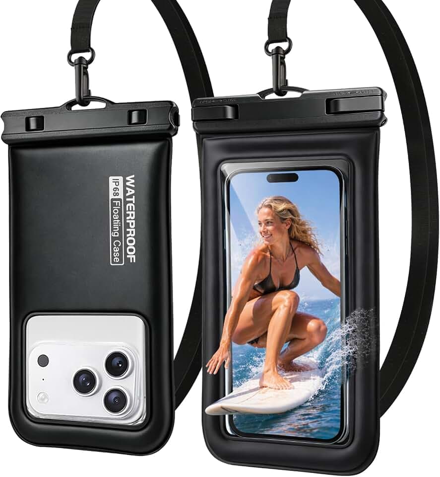 Floating Waterproof Phone Pouch 2 Pack, IP68 Dry bag Case for 7.0" Phones