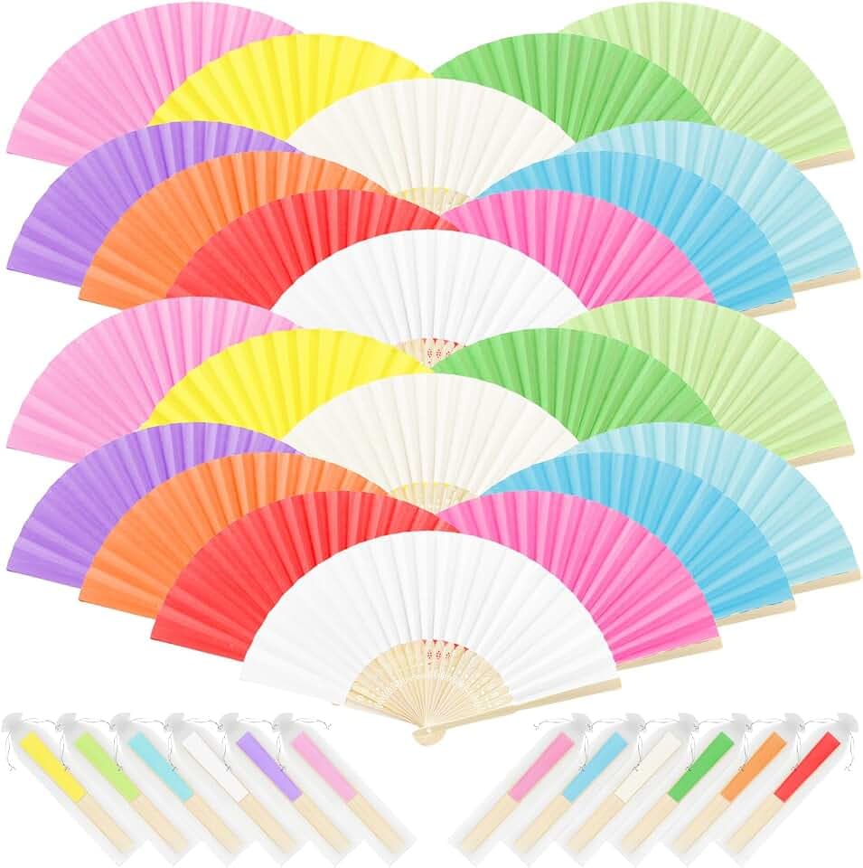 iZoeL 24x Handfächer Hochzeit Papierfächer Fächer Gastgeschenk Macaron