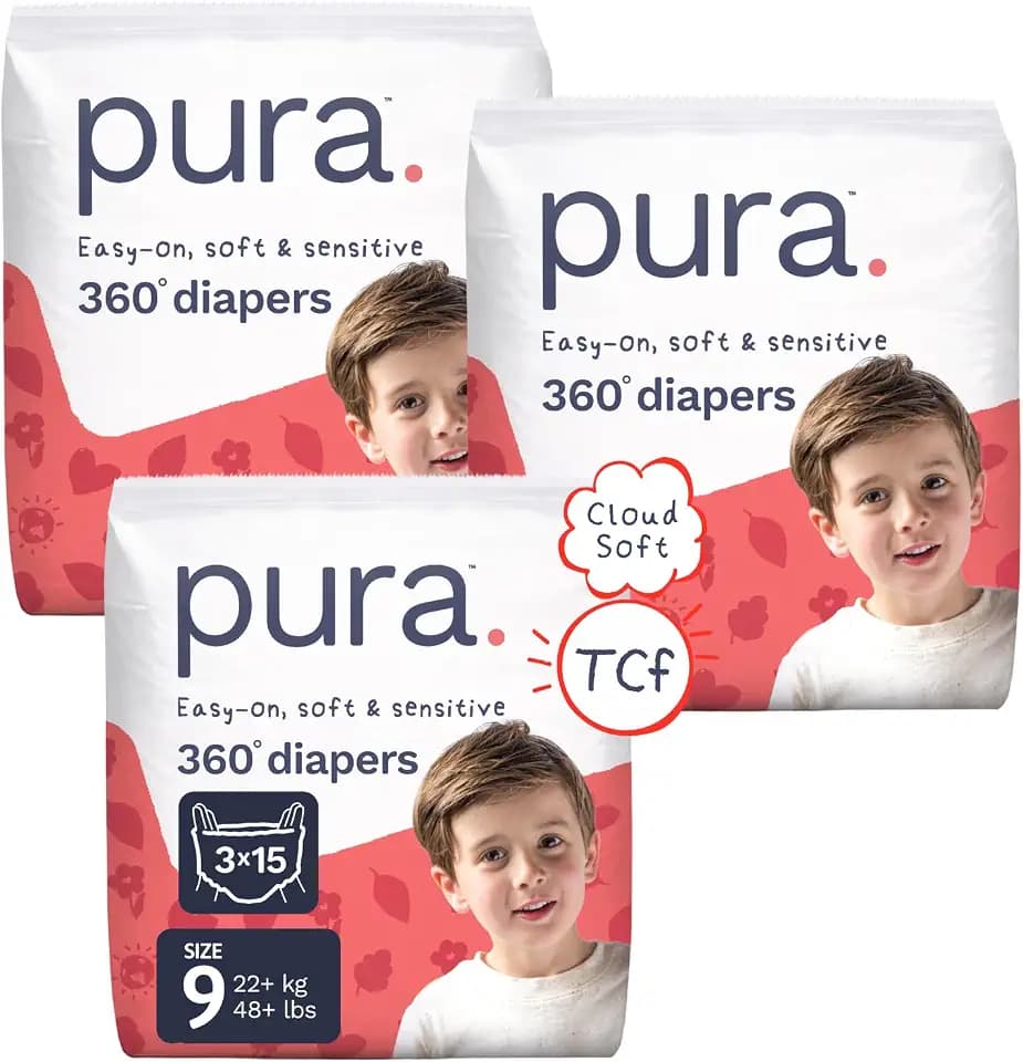 Pura 360° Stretch Diaper Pants Size 9 (48+ lbs) 45 Count