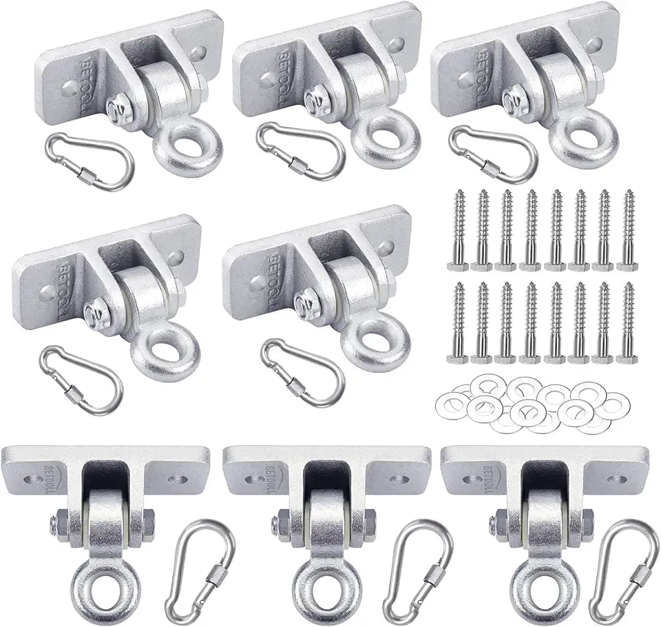 BETOOLL Swing Hangers Heavy Duty Wooden Swing Set Accessories with Screws and Locking Snap Hooks 10000 lb Capacity Set of 8
