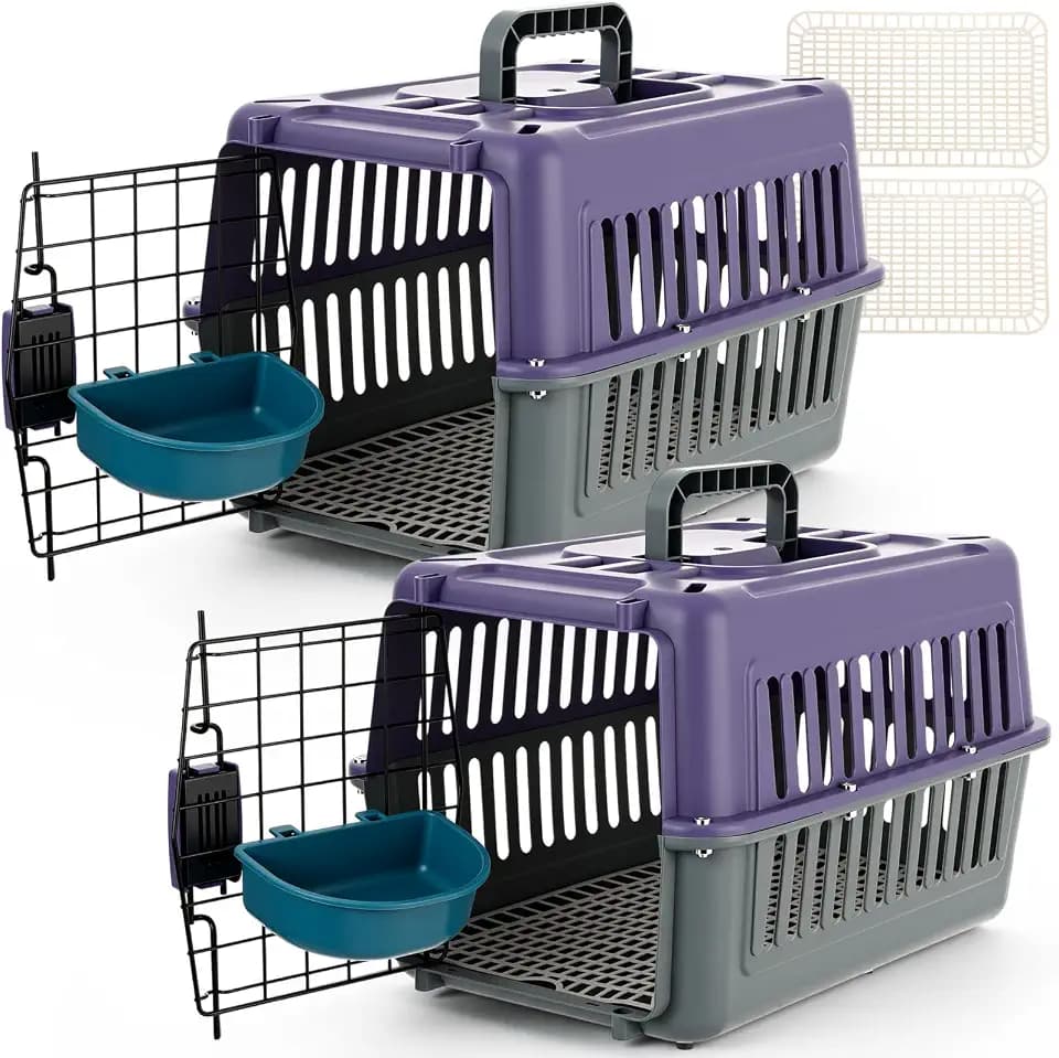 2 Set Small Cat Dog Travel Pet Carrier, 17.5" up to 13lbs, Purple