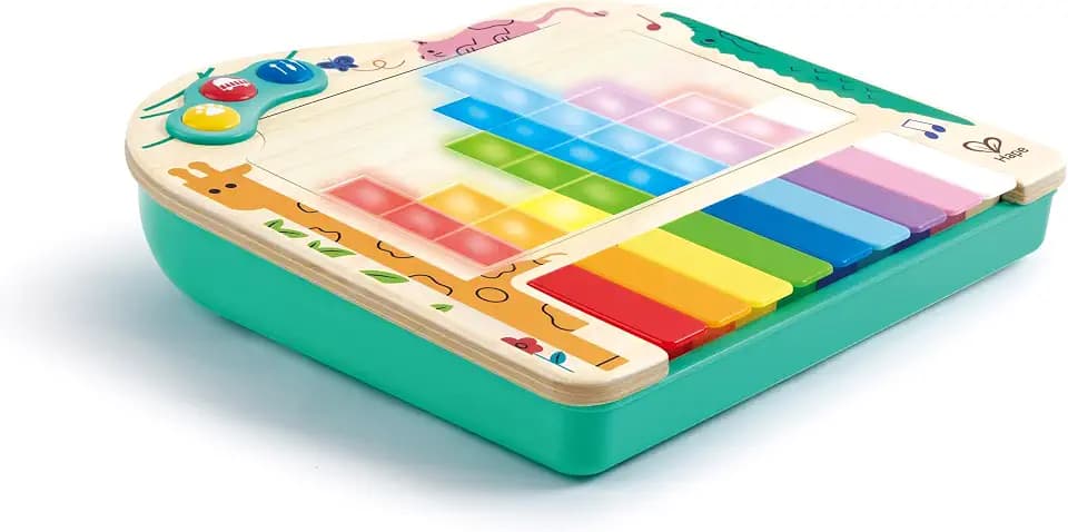 Hape Dynamic Pixel Piano - 3-in-1 Interactive Wooden Piano Toy for Toddlers Age 1-6, Musical Sensory Toy with LED Pixel Art Screen, Guided Melodies & Animal Sounds, Early Learning Educational Gift