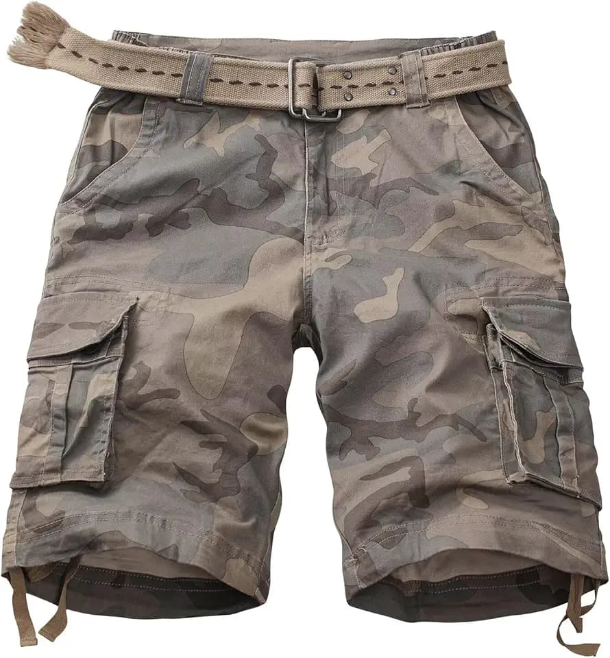 Mens Cargo Shorts Relaxed Fit Camo Casual Shorts Multi-Pocket Work Shorts with Pockets 11" Inseam