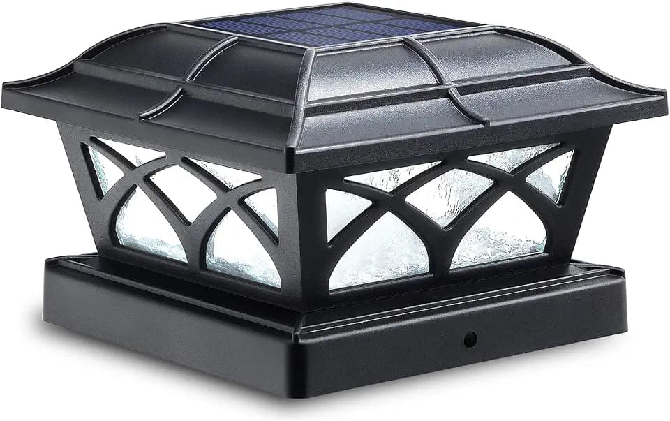 SIEDiNLAR Solar Post Cap Lights Outdoor Glass 2 Color Modes Black (1 Pack)