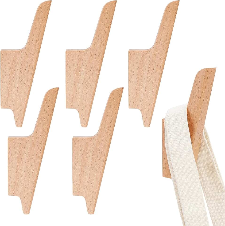 Kleiderhaken aus Holz, Wandmontage, Wandhaken zum Aufhängen von Handtüchern, Hüten, Kleidertaschen, multifunktional, rustikaler Handtuchhaken mit Schrauben für Schlafzimmer, Wohnzimmer