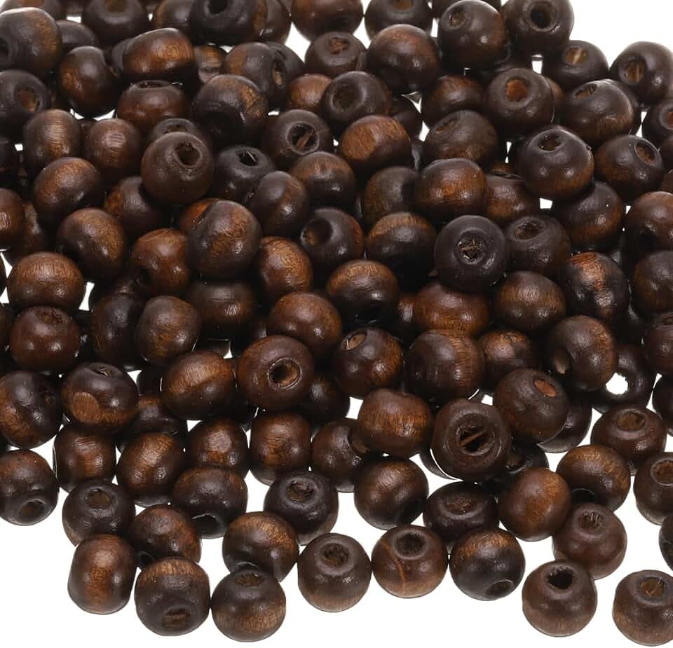 QUARKZMAN 500 Stk. Große Loch Holzperlen Flechten Perlen, Unvollendete Natürliche Fass Holz Abstandshalter Perlen für Handwerk Makramee Schmuckherstellung, Braun (8 x 7mm, 3mm Loch)