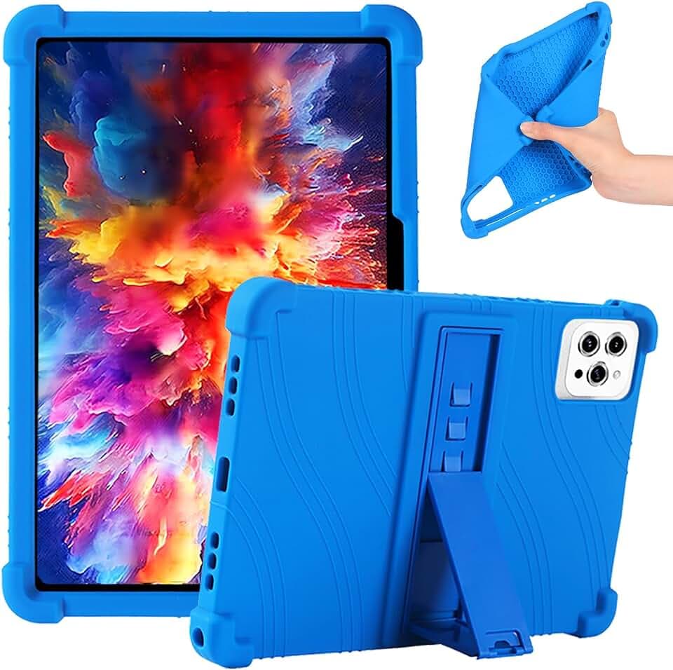for KADYBE D115/ANTEMPER/kimlok 2024 10.1 Tablet Android 13 Silicone Case Kids Friendly with Stand for ANTEMPER ZONKO D115/YOSAVlOR YQCP20/Vortex TAB10/DOOGEE T10 T10S T10 Pro Tablet (Blue)