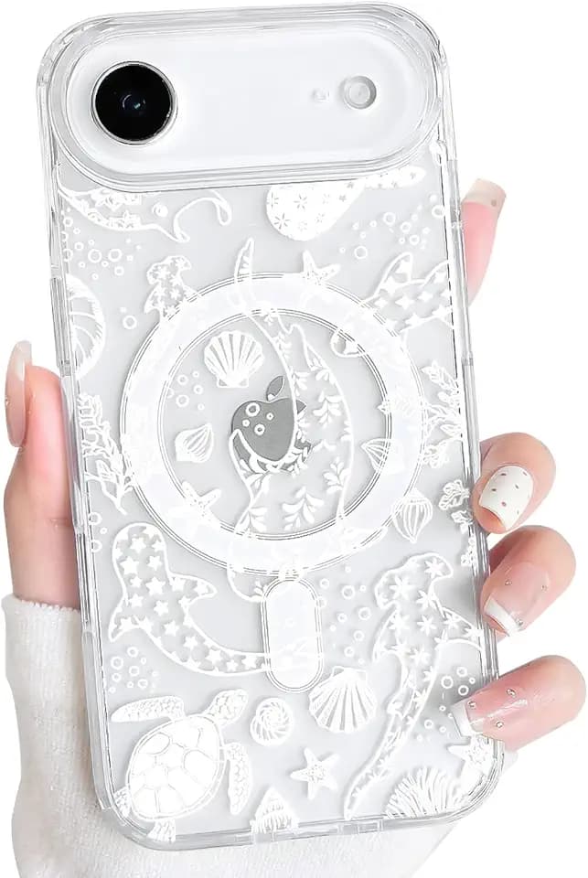 NITITOP Magnetic for iPhone 17 Air Case Clear Sea - White Turtle