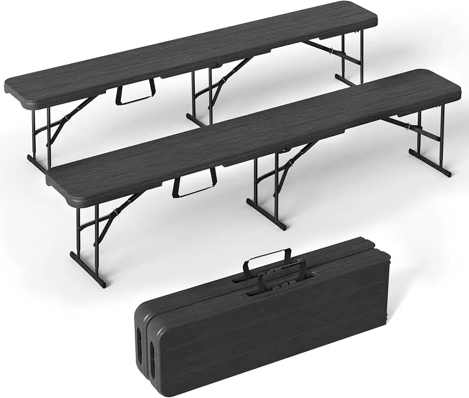 VSOAEIL 6 Foot Folding Bench 2 Pack, Foldable Plastic Bench Indoor Outdoor