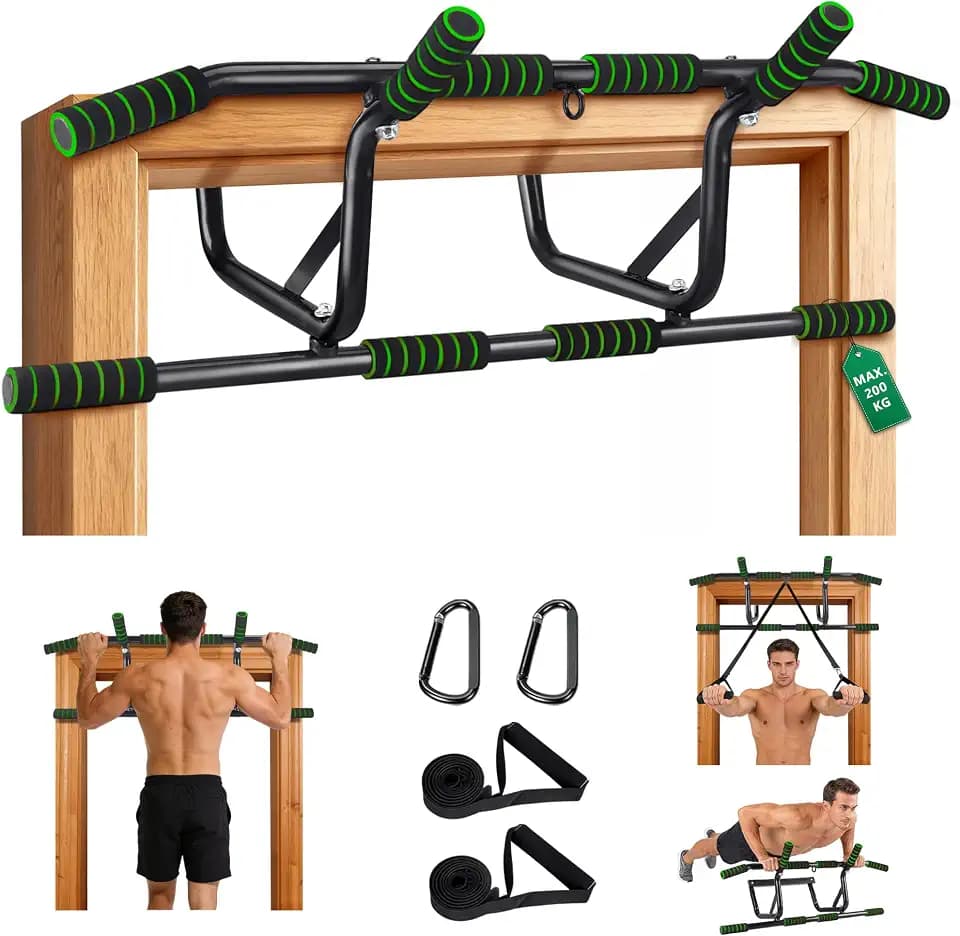 Klimmzugstange Türrahmen Pull Up Bar - Klimmzugstange zum Einhängen ohne Schrauben - PullUp Bar mit Gepolsterten Rutschfesten Griffen - Trainingsgerät Türreck für Türrahmen 80-90 cm