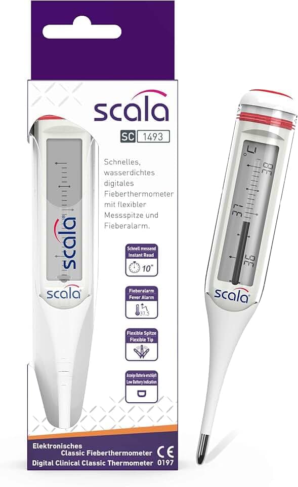 scala Digitales Fieberthermometer SC 1493 flex 10 sec, Classic Display, weiß