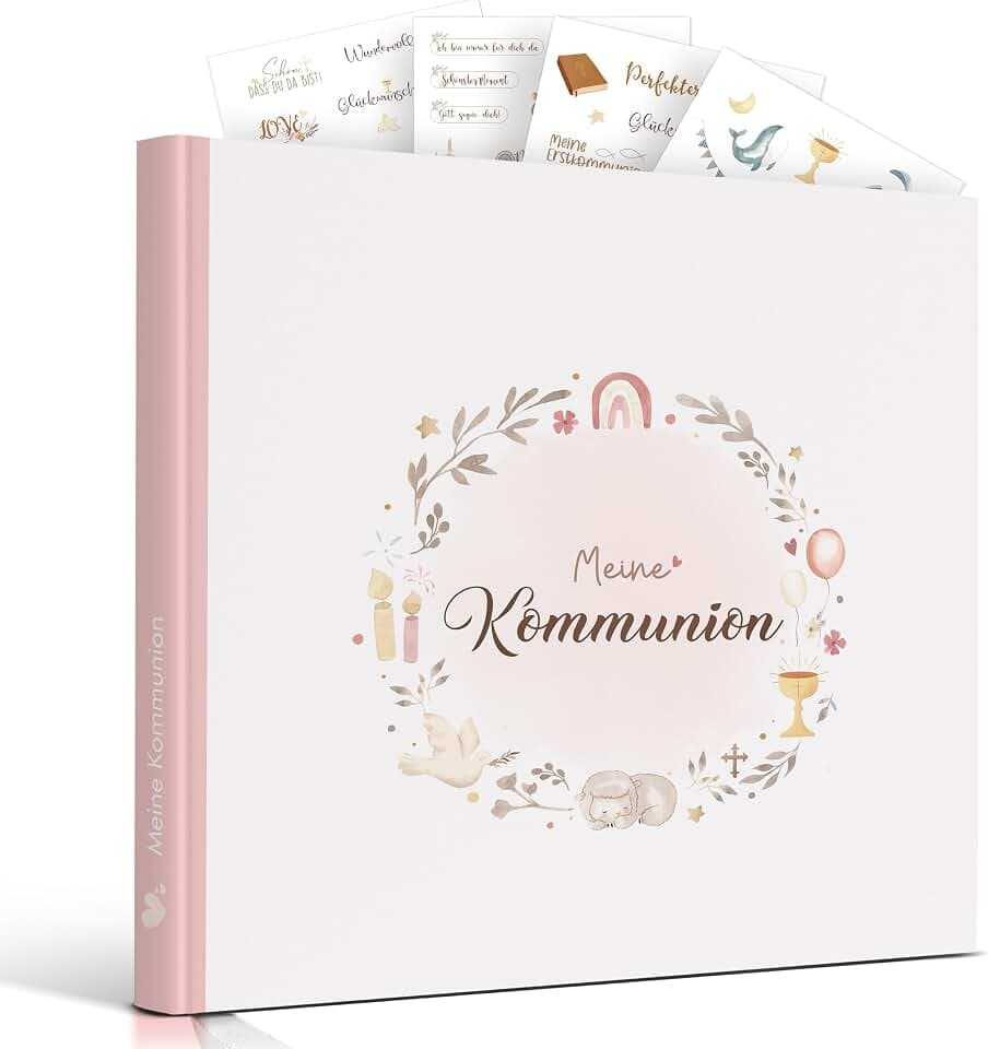 Legezon Gästebuch Kommunion Geschenk zur Erstkommunion Junge & Mädchen Gastgeschenk Kommunion Inclusive Aufkleber Kommunion 96 Seiten Kommunion Deko