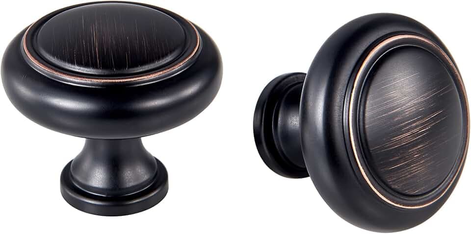 20Pcs Round Cabinet Knobs 1-1/5 Inch ORB Knobs Hardware for Kitchen Drawers