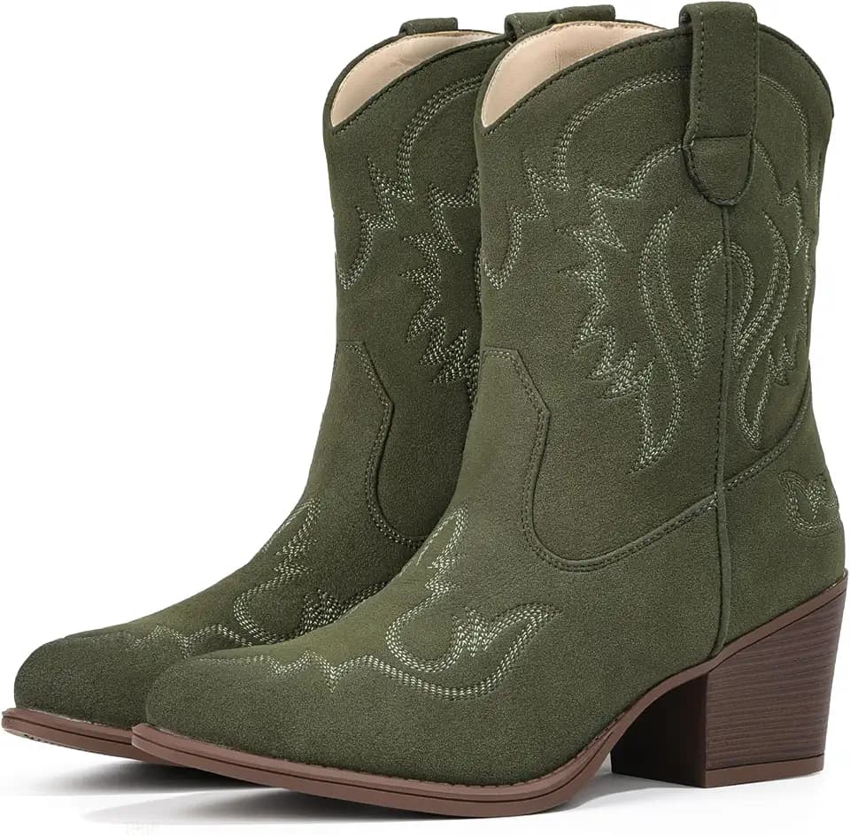 IXU Cowboy Boots for Women Ankle Cowgirl Boots Pointed Toe Western Booties