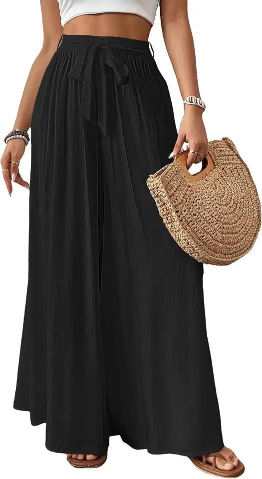 Bsubseach Women Wide Leg Pants Floral Flowy Palazzo Pants
