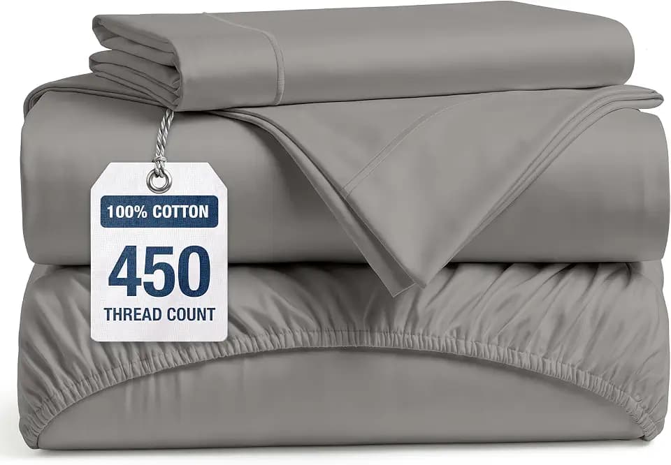 450TC 100% Long-Staple Cotton Twin XL Sheets - Soft Sateen Weave, Paloma