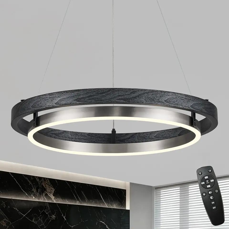 LED Black Ring Chandelier Dimmable Round Chandelier Entryway Chandeliers