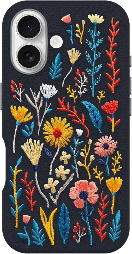 OtterBox iPhone 16 Symmetry Series Cactus Leather Embroidery-Floral Garden