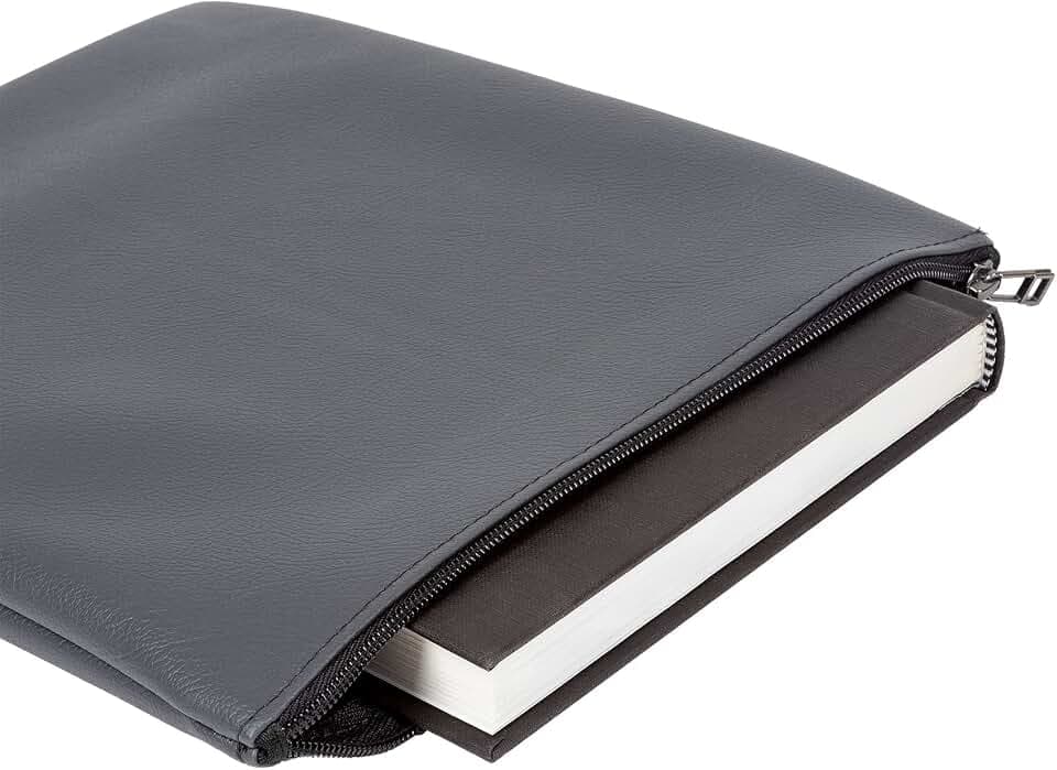 Buchhülle aus hochwertigem Kunstleder, Maße: 26 x 29,5 cm, Schutzhülle für Bücher, Kulturbeutel, Tablet, Controller, Pillendose und andere, mit Reißverschluss, handwerkliche Herstellung