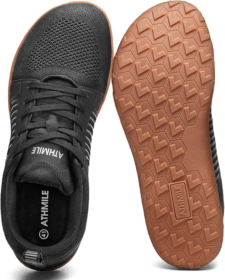 ATHMILE Men's Barefoot Shoes Wide Toe Box Zero-Drop Walking Hiking Shoes