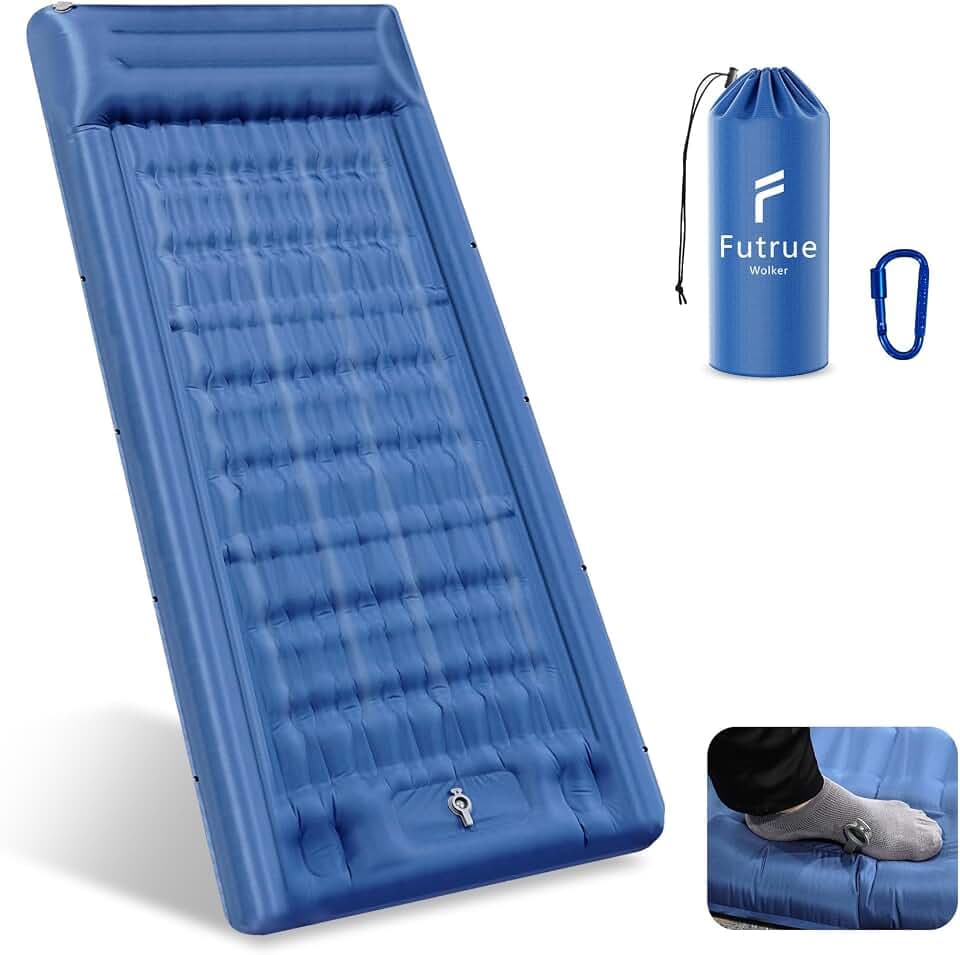 Aufblasbare Isomatte (Fußpumpe),83CM Ultrabreit Isomatte Luftmatratze Camping,13CM Verdicktes Aufblasbare Matratze für Wandern Sonnerbaden Radtouren Zelt