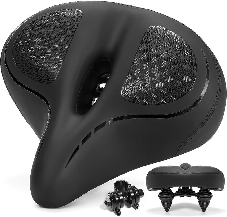 CDYWD Extra Breit Fahrradsattel Herren & Damen, Bequem, Weich, Atmungsaktiv, Ergonomisch, Bequemer Memory-Foam Fahrradsitz, Universal Ersatz Fahrradsättel für Mountainbike, Cityrad, Ebike, Heimtrainer
