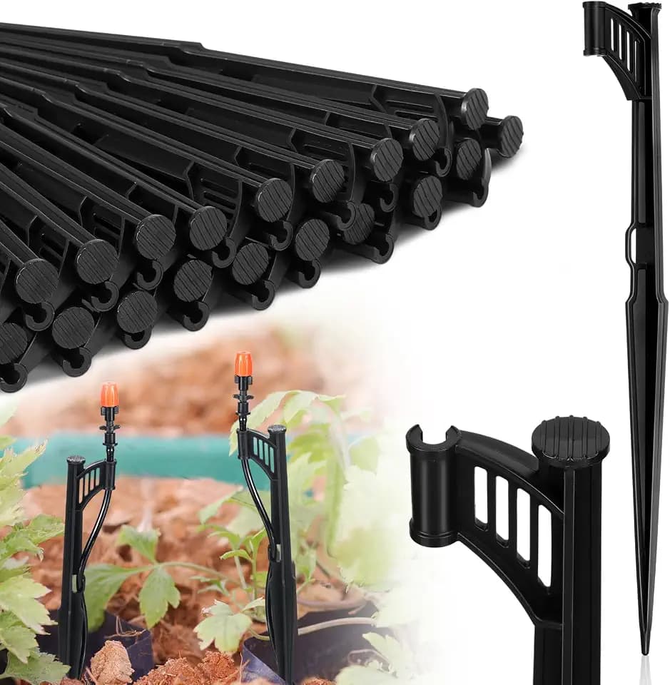GlikCeil 25 Pcs Drip System Stakes 1/4" Tubing Holder for Micro Sprinkler