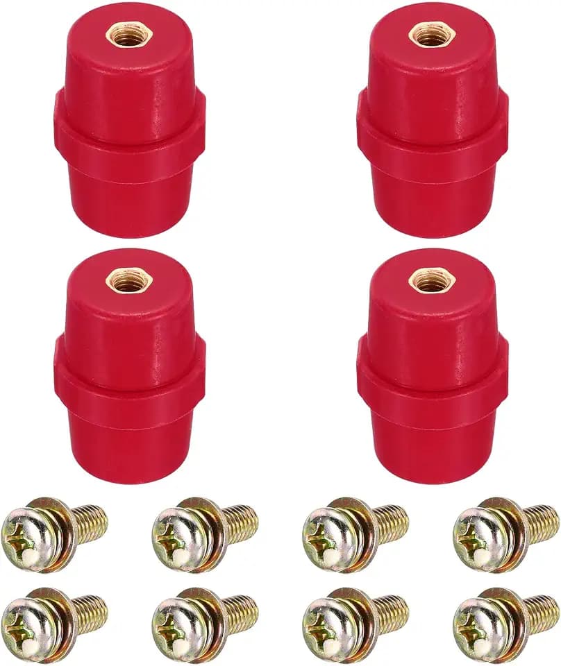 sourcing map SM-51 Sammelschienen-Isolator, Polyester-Abstandshalter-Isolatoren, hochfest, mit M8-Schrauben, Bolzen, Unterlegscheiben für Stromverteilerschrank, 4 Stück
