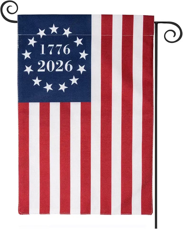 TOPFLAGS 250 Anniversary USA Flag Garden Flags 1776-2026 Betsy Ross Bennington Garden Flags 13 Star Colonies Double Side 12x18 Inch for Outside American Patriotic Banner