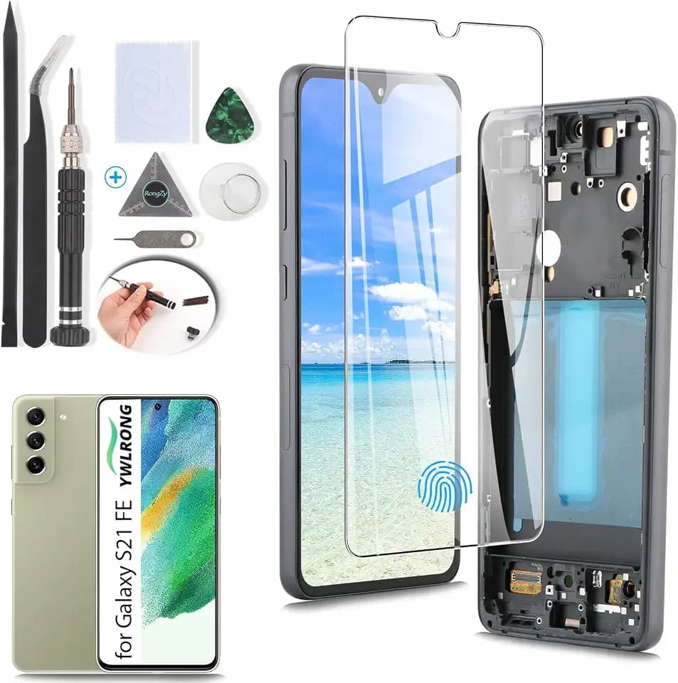 OLED for Samsung Galaxy S21 FE 5G Screen Replacement for Samsung S21 FE 5G G990U LCD Display Touch Screen Digitizer Assembly Replacement with Tools (Support Fingerprint)