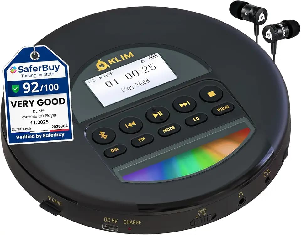 Nomad Portable CD Player, Discman with Headphones, FM Radio Bluetooth
