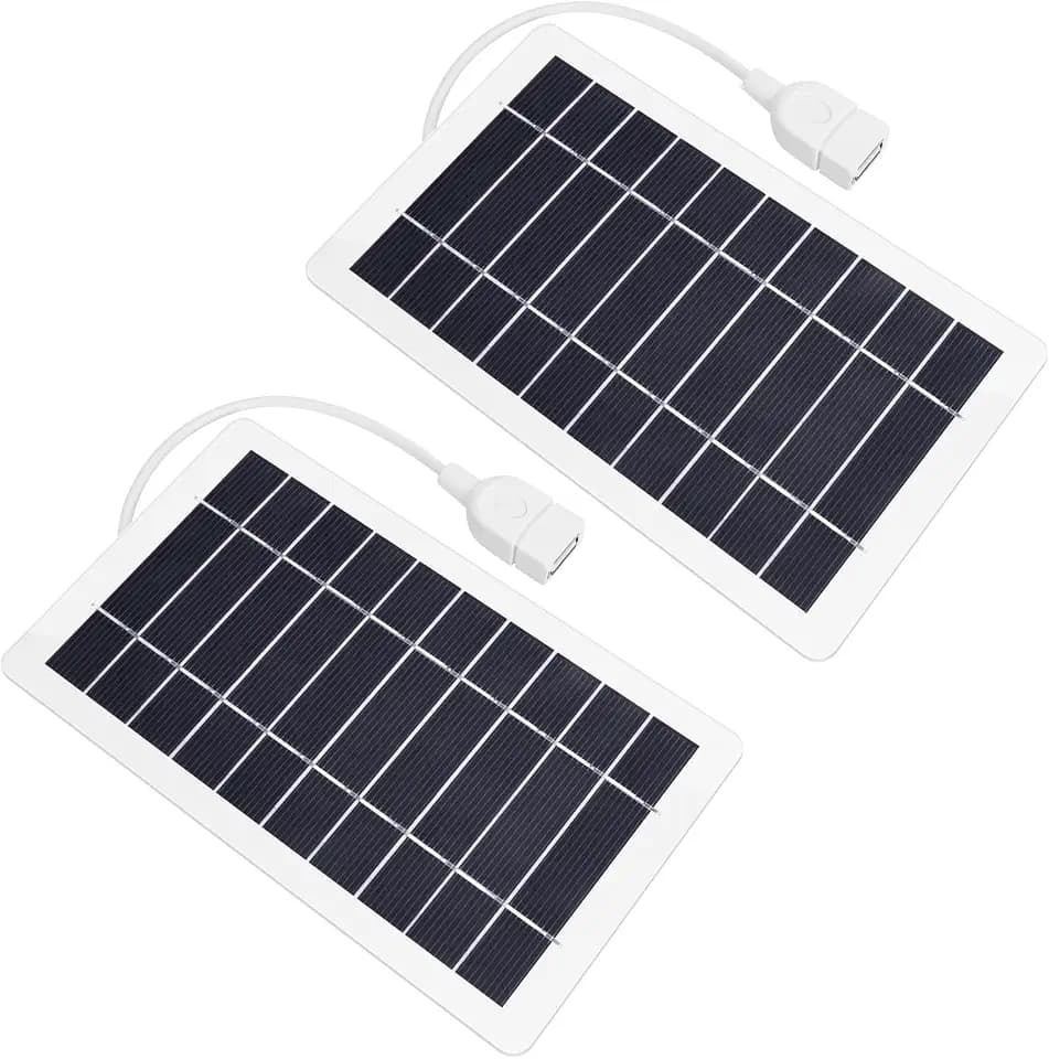 USB Solar Panel Charger,2pcs Portable Solar Panel Kit for Camera, Cell Phone Charging, Camping, Hiking, Outdoor Travel 5V 5W