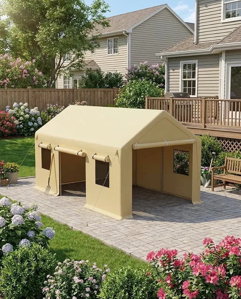 GarveeHome 10 Ft x 20 Ft Portable Carport Replacement Roll-Up Doors, Zipper Doors, Outdoor Garage for Car, Truck, Boat, Car Canopy (Zipper Doors Only) (2Pcs)