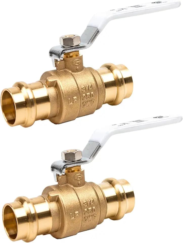 3/4 inch Press Valve Press Brass Ball Valve Fittings 2 Pack
