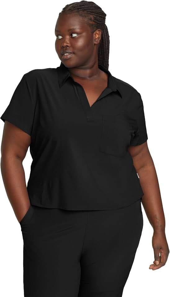 Eddie Bauer Women's Women's Plus Departure Short Sleeve Collared Tee